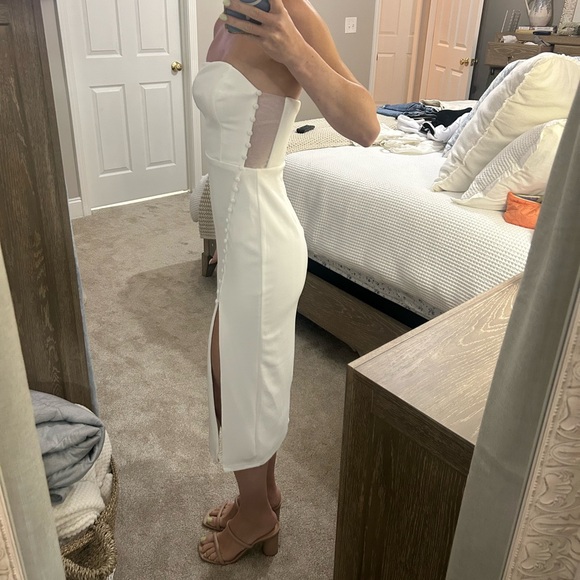 White Strapless Bodycon Dress - Picture 7 of 11